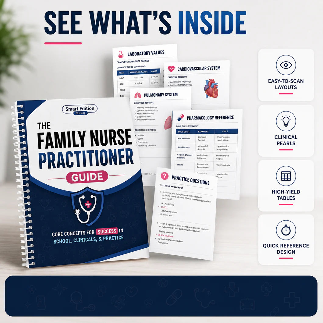 The Family Nurse Practitioner Guide — Core Concepts for School, Clinicals & Practice